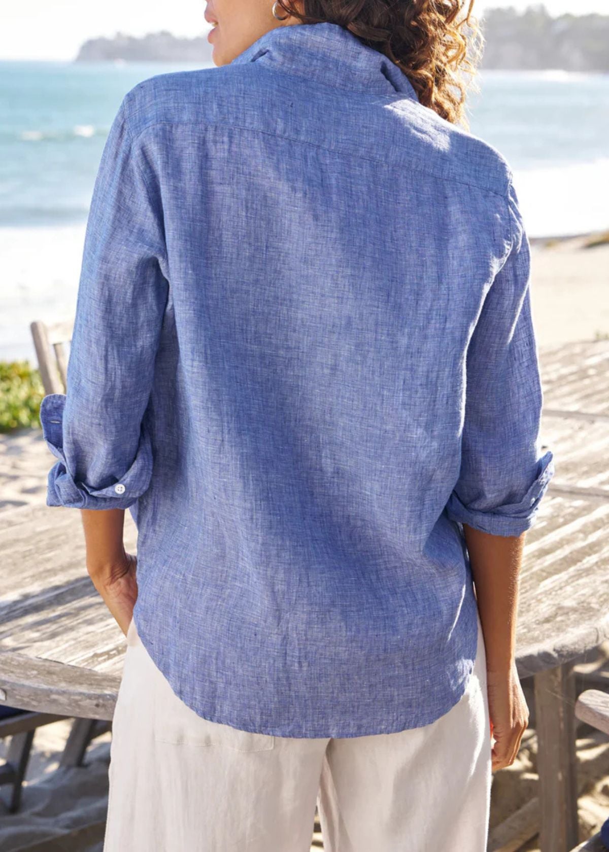 FRANK & EILEEN Eileen Relaxed Button Up Top - Navy Linen