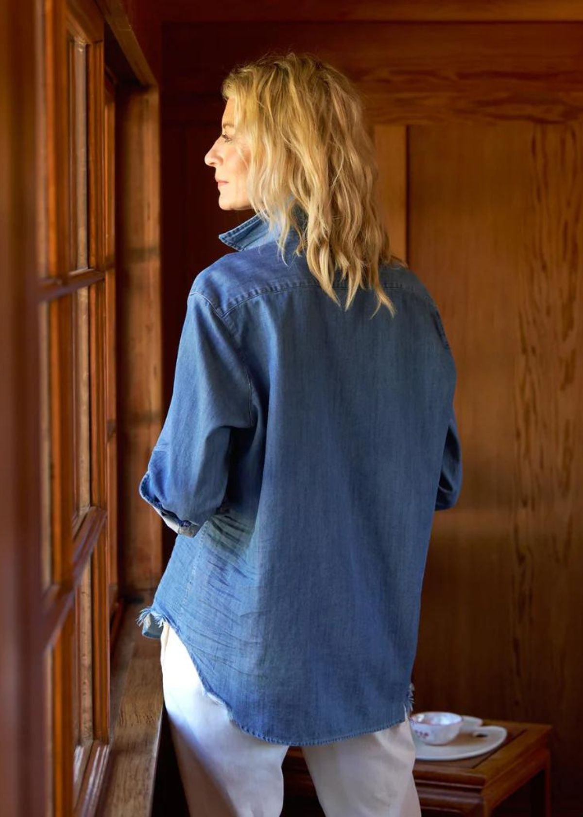 FRANK & EILEEN Eileen Relaxed Button Up Top - Vintage Stonewashed Indigo
