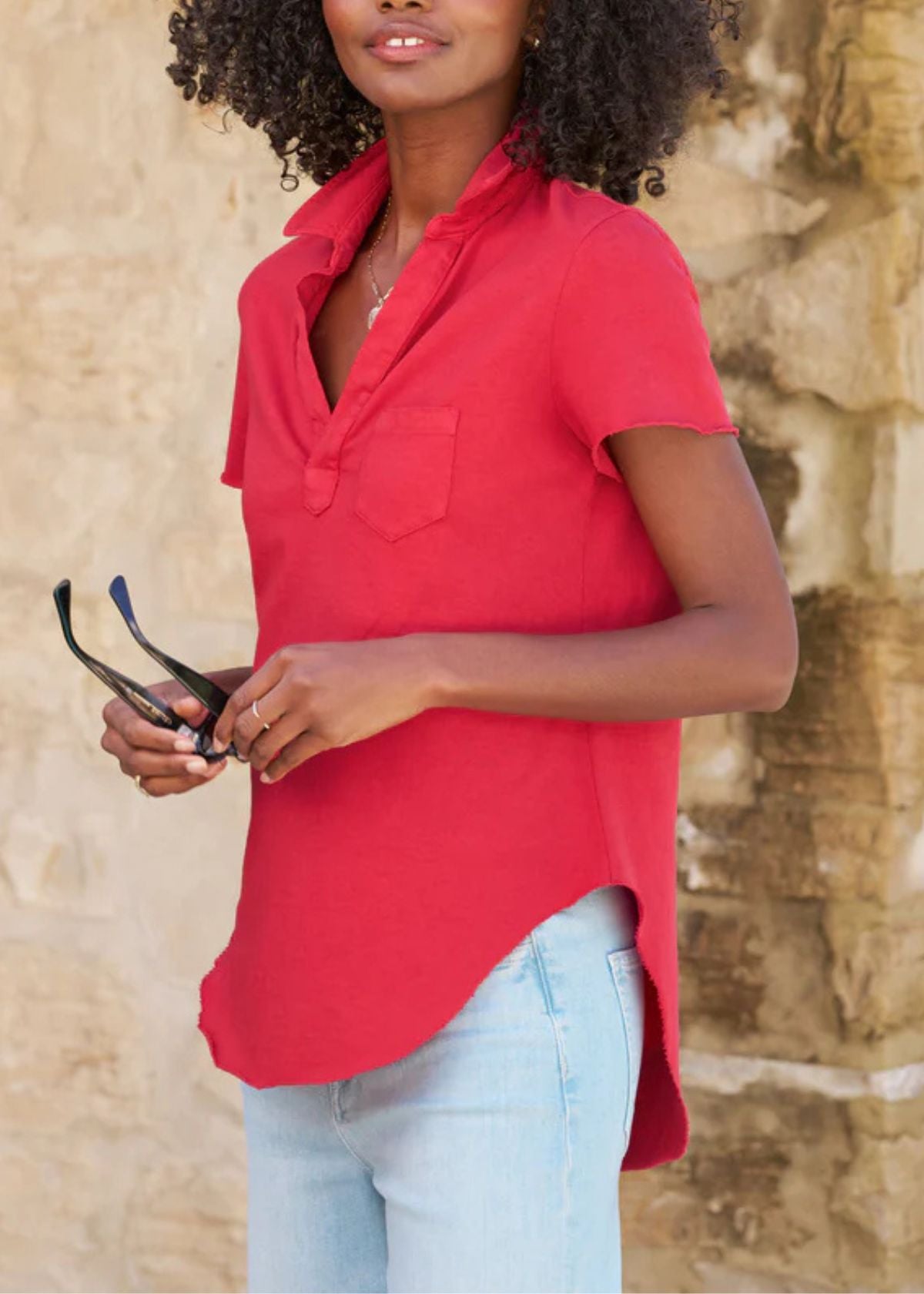 FRANK & EILEEN Charlotte Perfect Polo - Double Decker Red