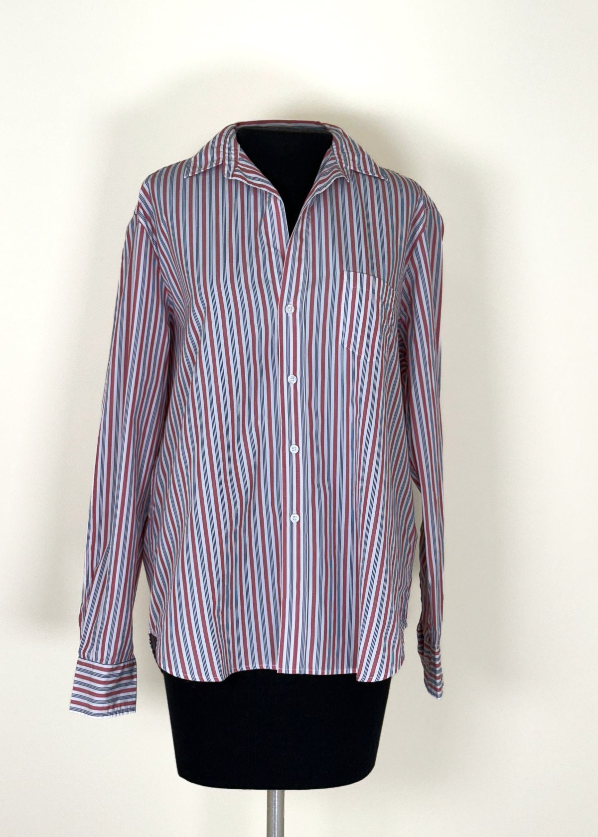 FRANK & EILEEN Eileen Relaxed Button Front Top - White, Red, Navy Stripe
