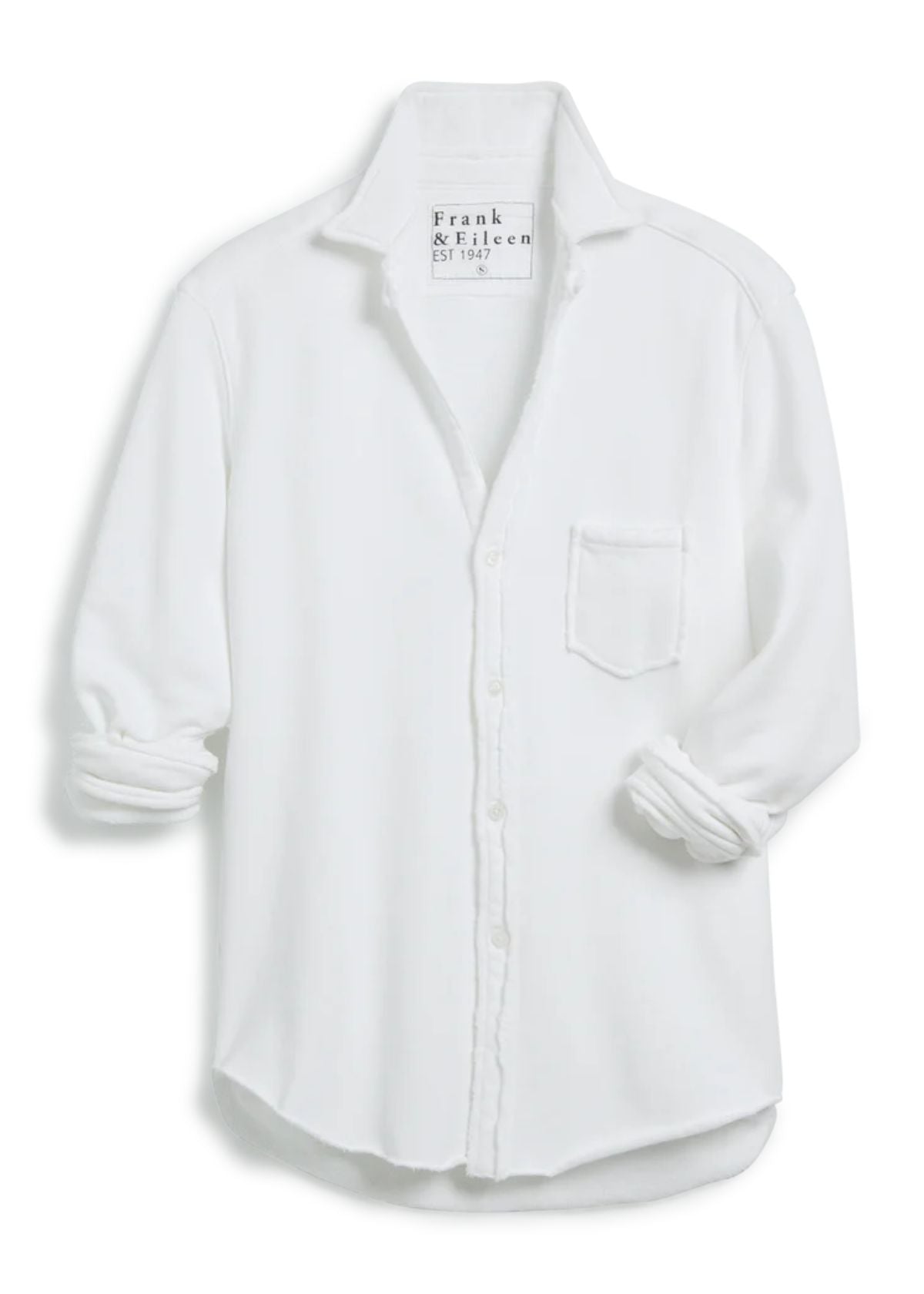 FRANK & EILEEN Eileen Relaxed Button Front Sweatshirt - White