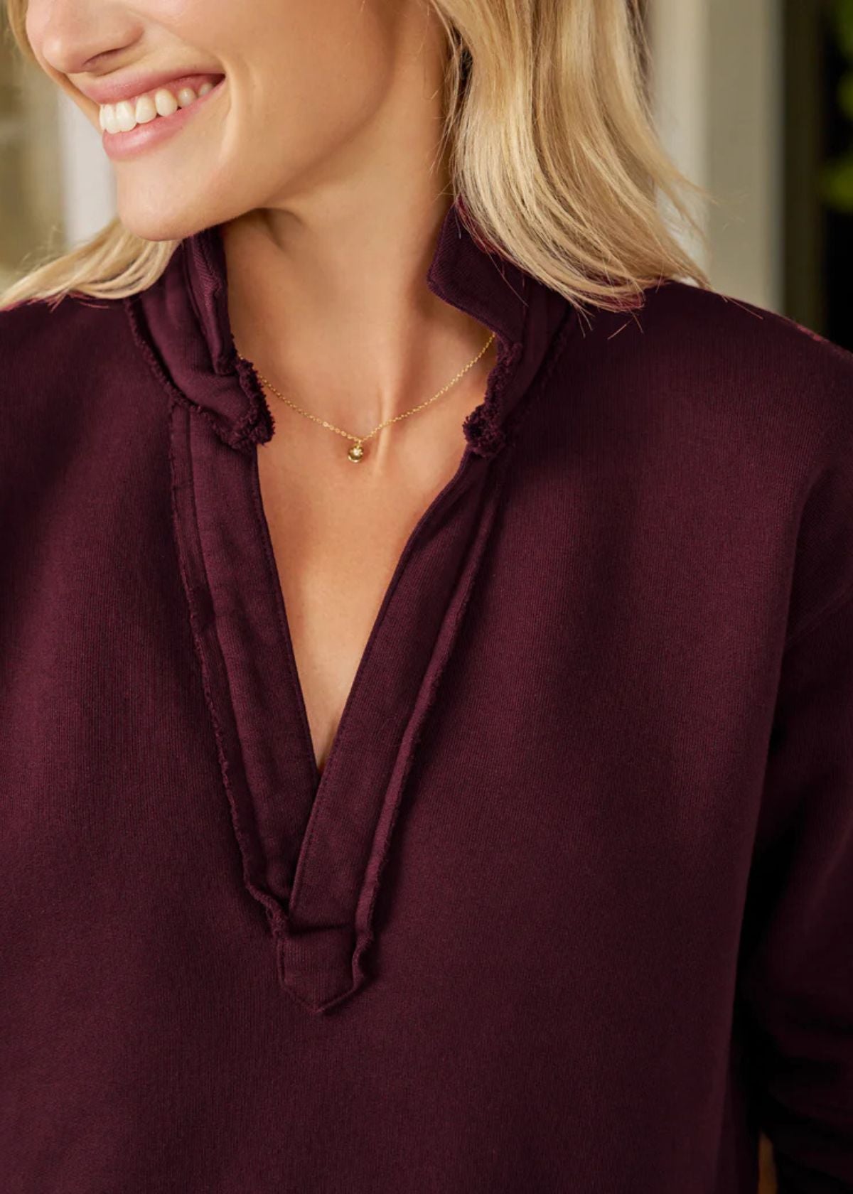 FRANK & EILEEN Patrick Popover Henley Top - Currant