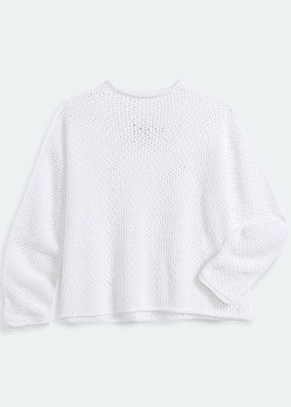 FRANK & EILEEN Monterey Pointelle Rolled Neck Sweater - White