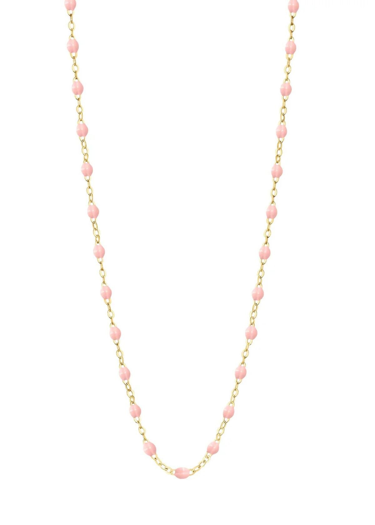 GIGI CLOZEAU Classic Gigi Baby Pink Necklace with Yellow Gold - 16.5"