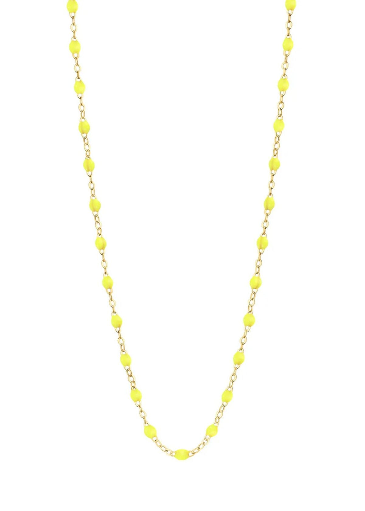 GIGI CLOZEAU Classic Gigi Neon Lime Necklace with Yellow Gold - 16.5"