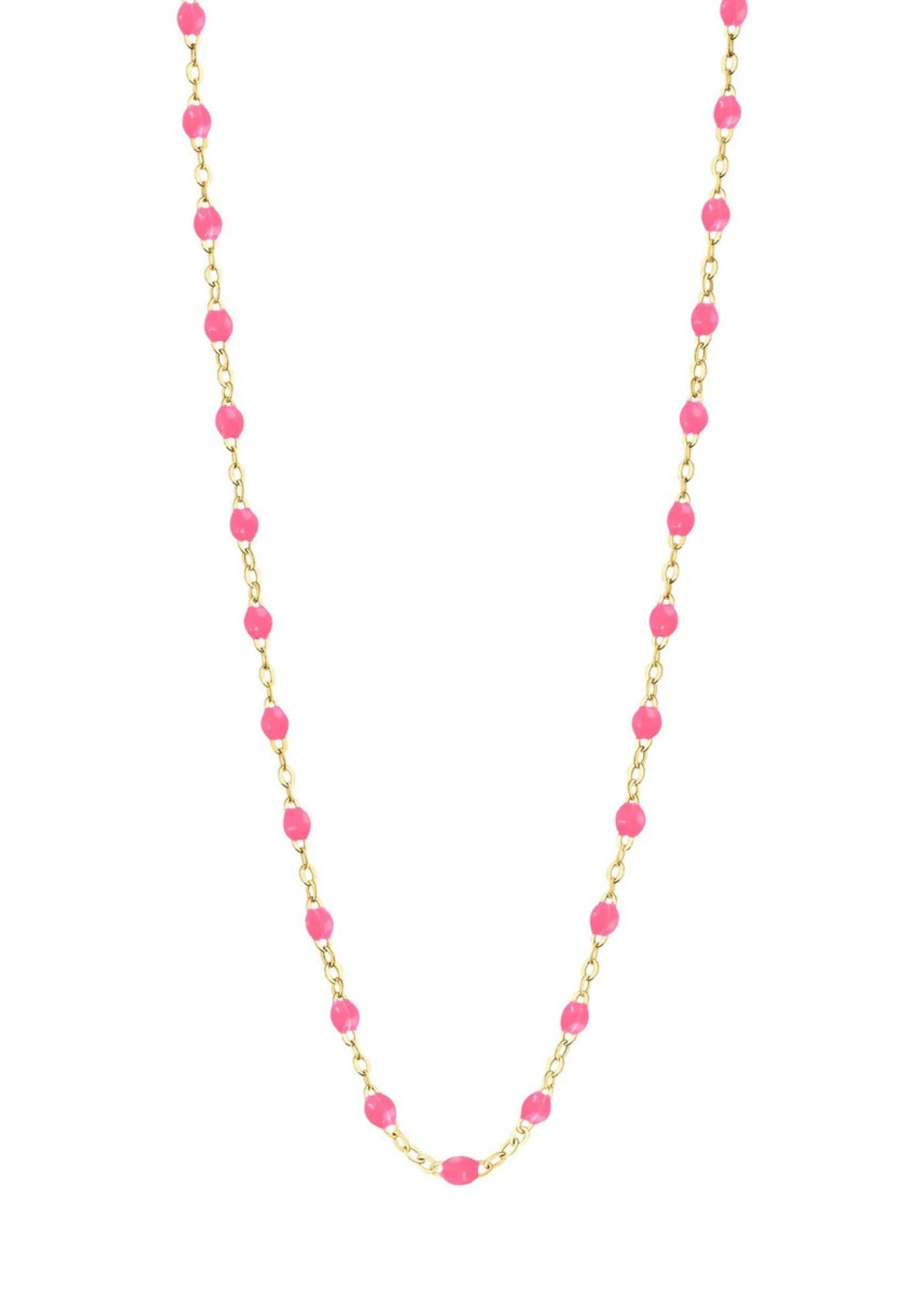 GIGI CLOZEAU Classic Gigi Neon Pink Necklace with Yellow Gold - 16.5"
