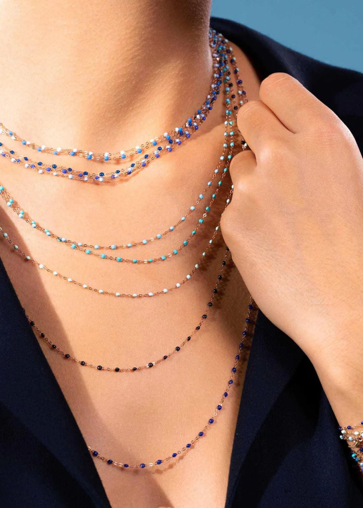 GIGI CLOZEAU Classic Gigi Lapis Necklace with Yellow Gold