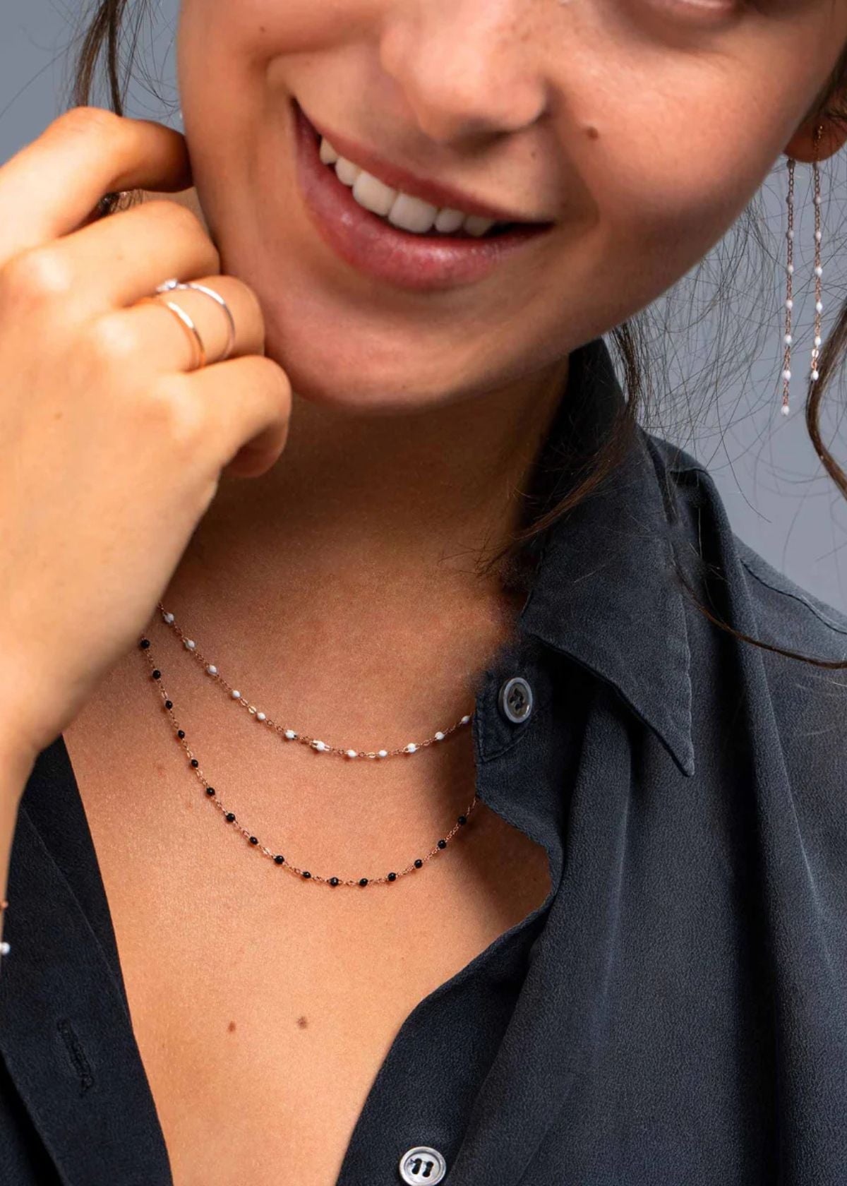 GIGI CLOZEAU Classic Gigi White Necklace with Yellow Gold