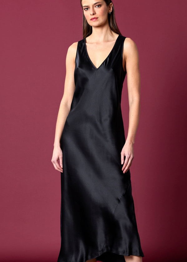 GO SILK "Go Chemise" Dress - Washed Black