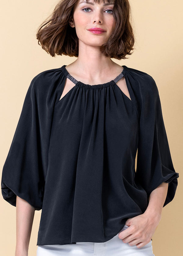 GO SILK "Go a Cut Above" Top - Washed Black