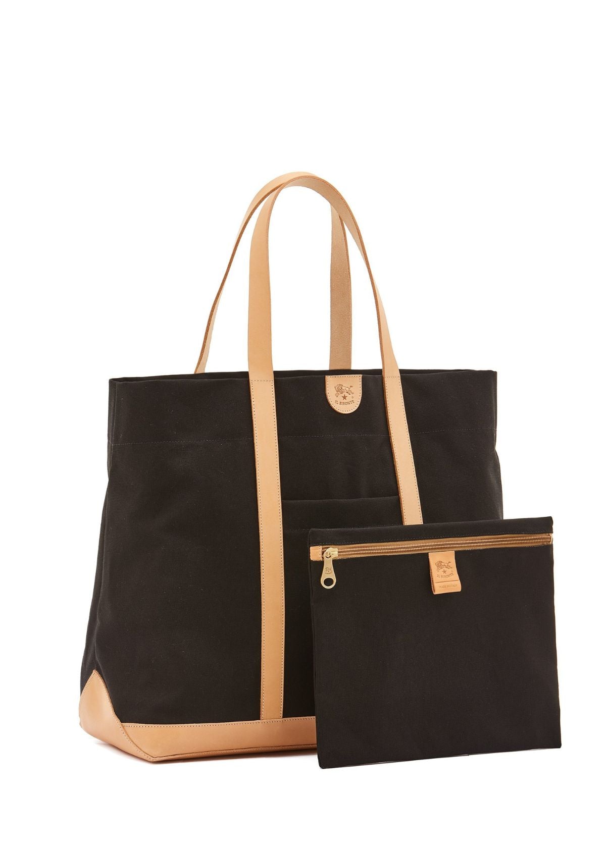 IL BISONTE Carmella Large Tote Handbag - Black and Natural