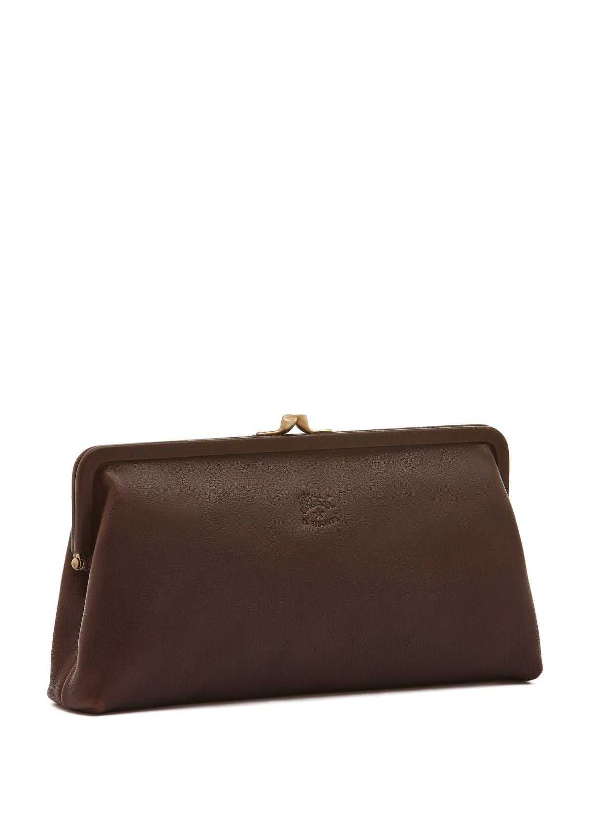 IL BISONTE Manuela Leather Clutch Handbag - Coffee