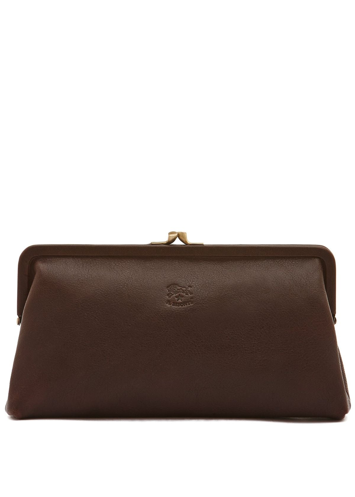 IL BISONTE Manuela Leather Clutch Handbag - Coffee