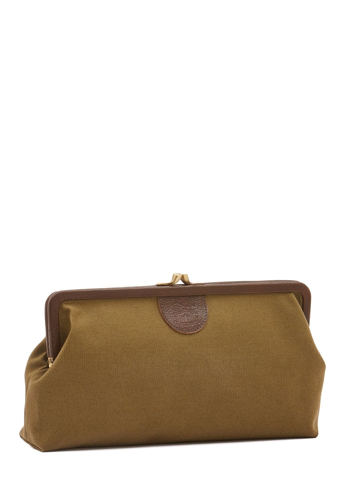 IL BISONTE Manuela Canvas and Leather Clutch Handbag - Green
