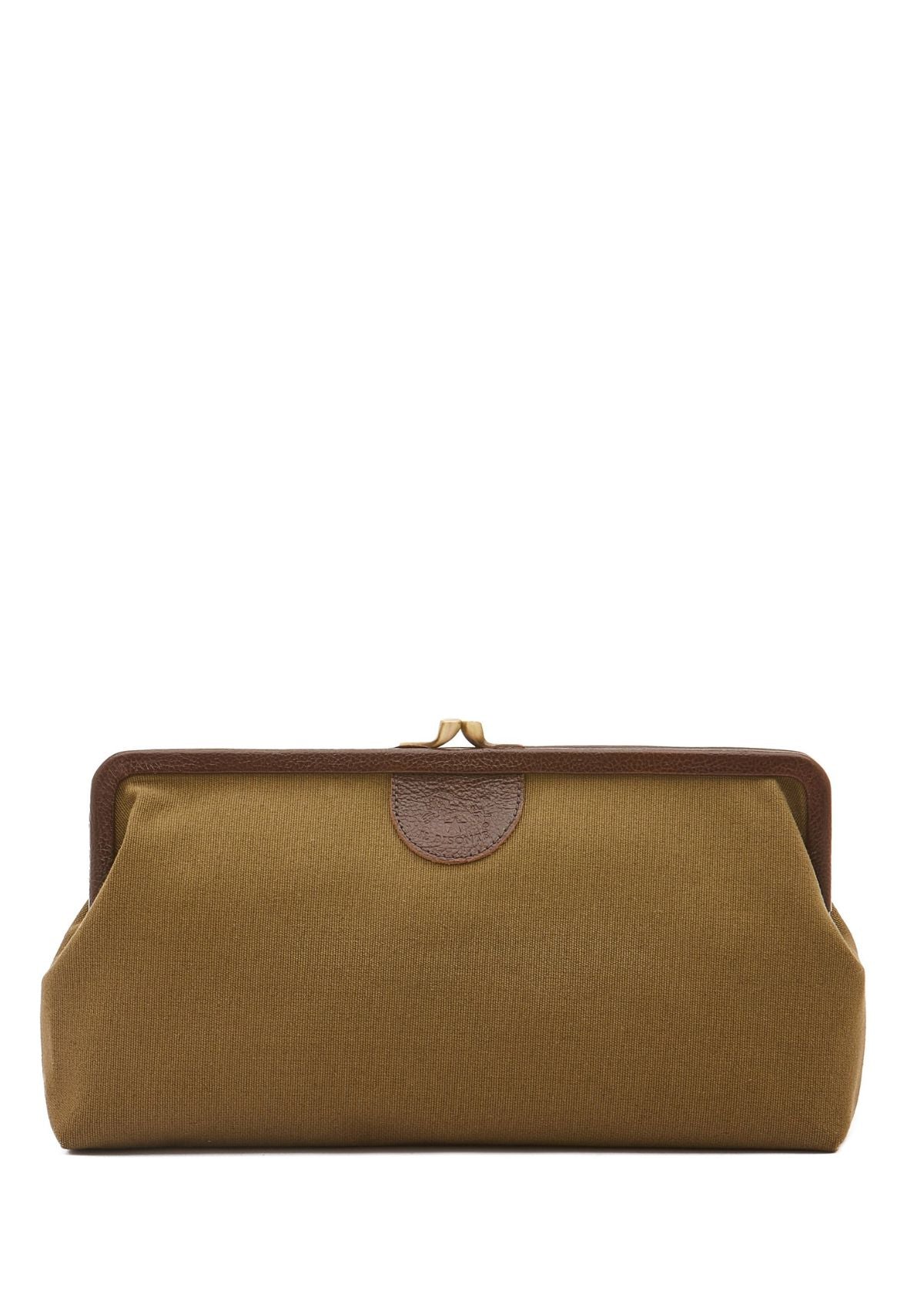 IL BISONTE Manuela Canvas and Leather Clutch Handbag - Green