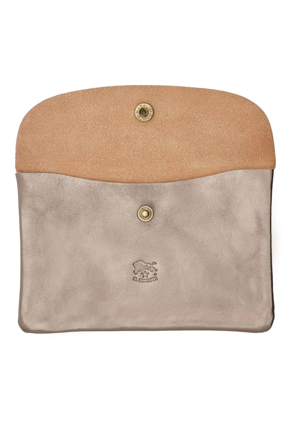 IL BISONTE Leather Envelope Clutch - Metallic Bronze