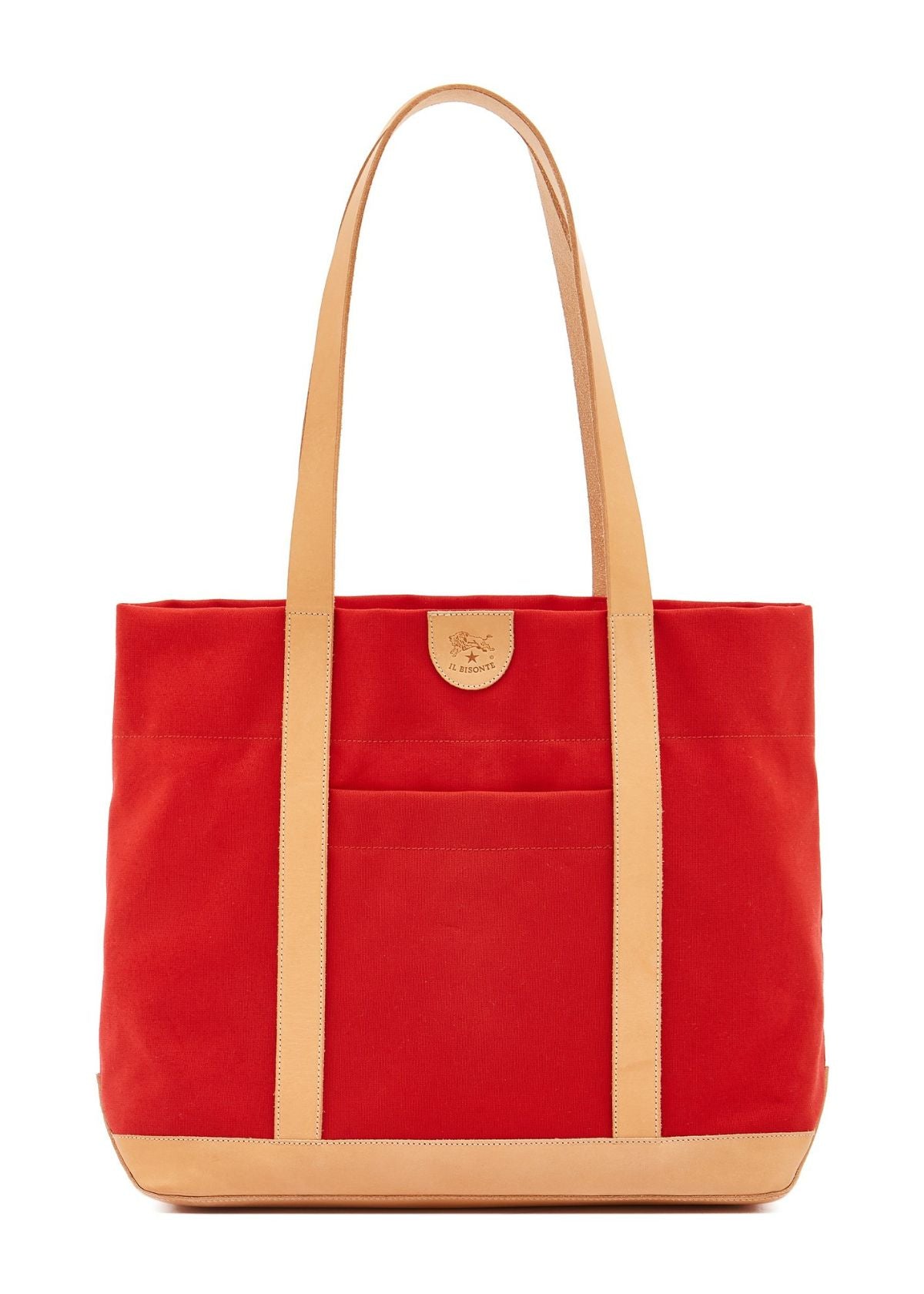 IL BISONTE Carmella Medium Tote Handbag - Red and Natural