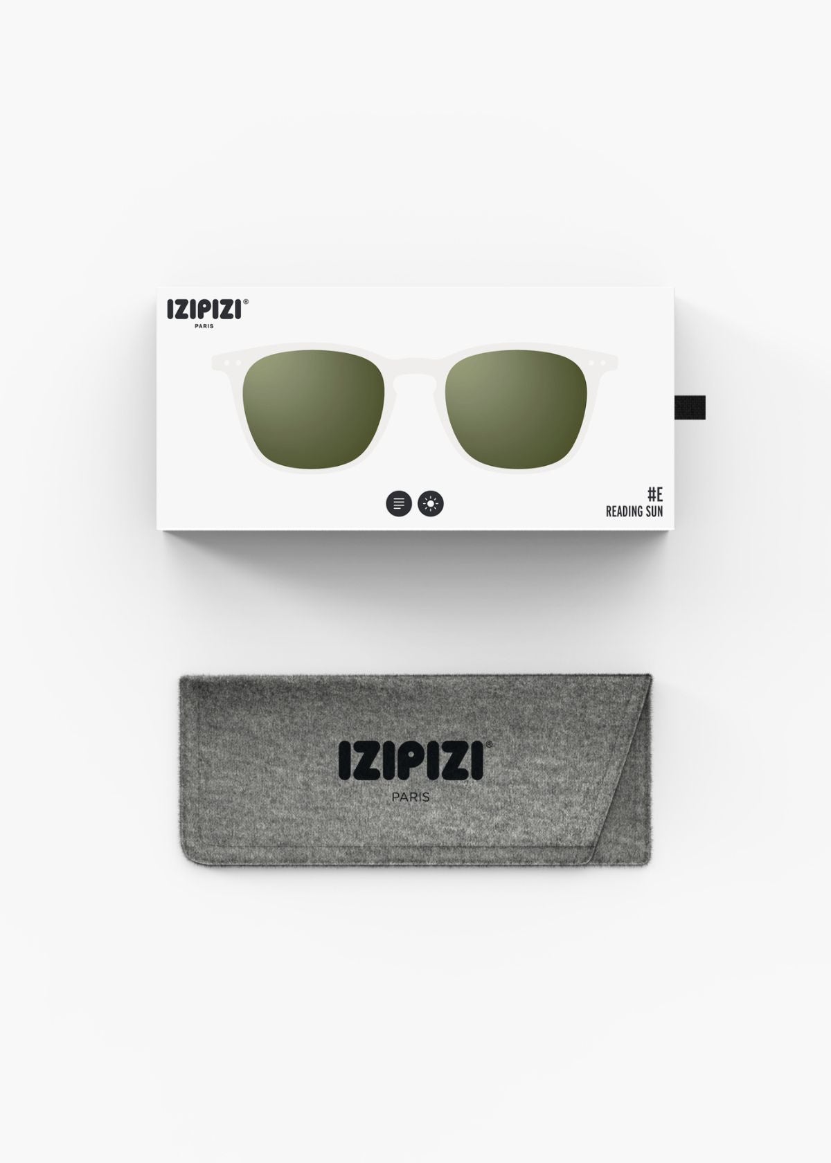 IZIPIZI Reading Sunglasses Shape #E Crystal with Green Lenses