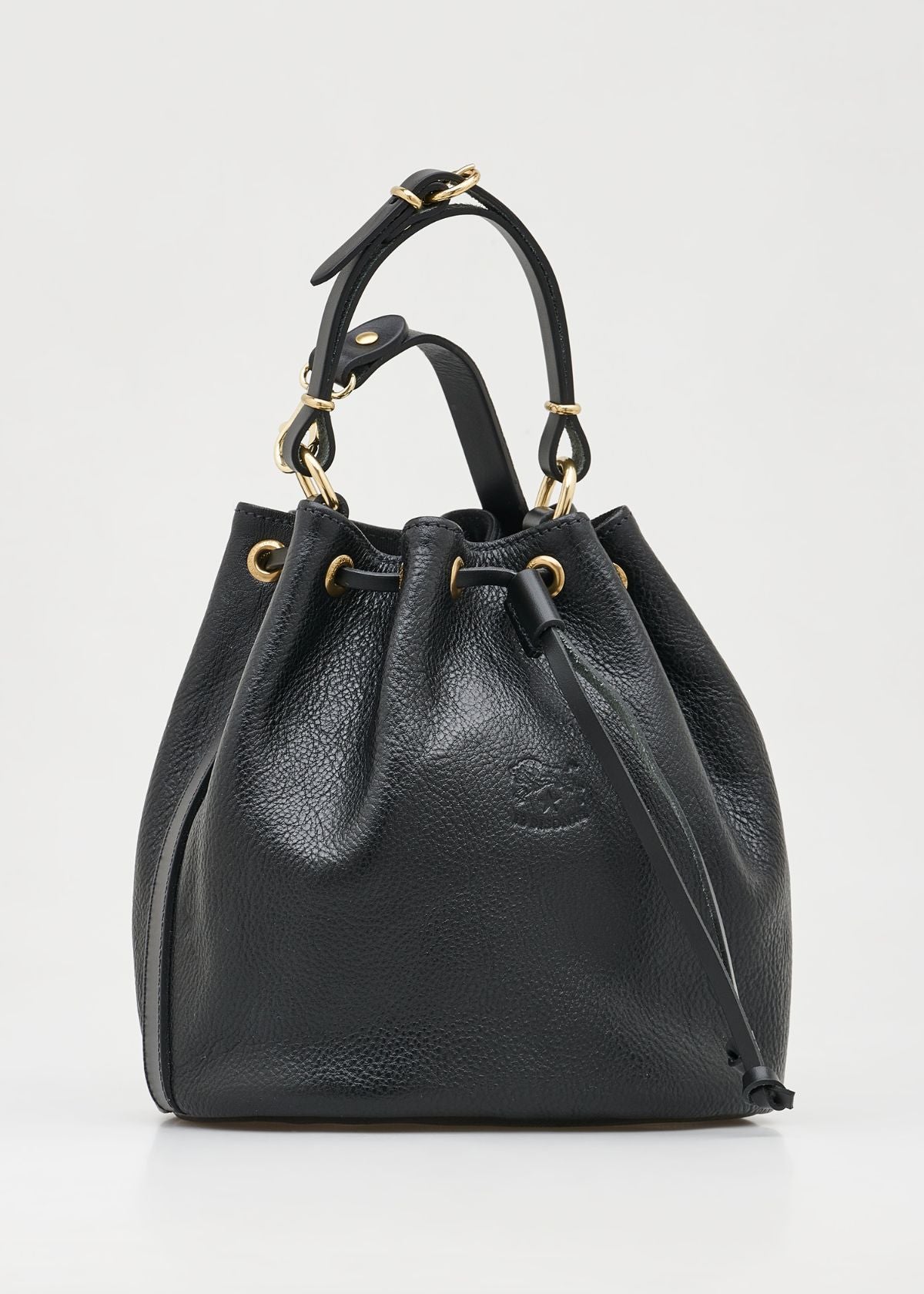 IL BISONTE Classic Leather Bucket Handbag - Black