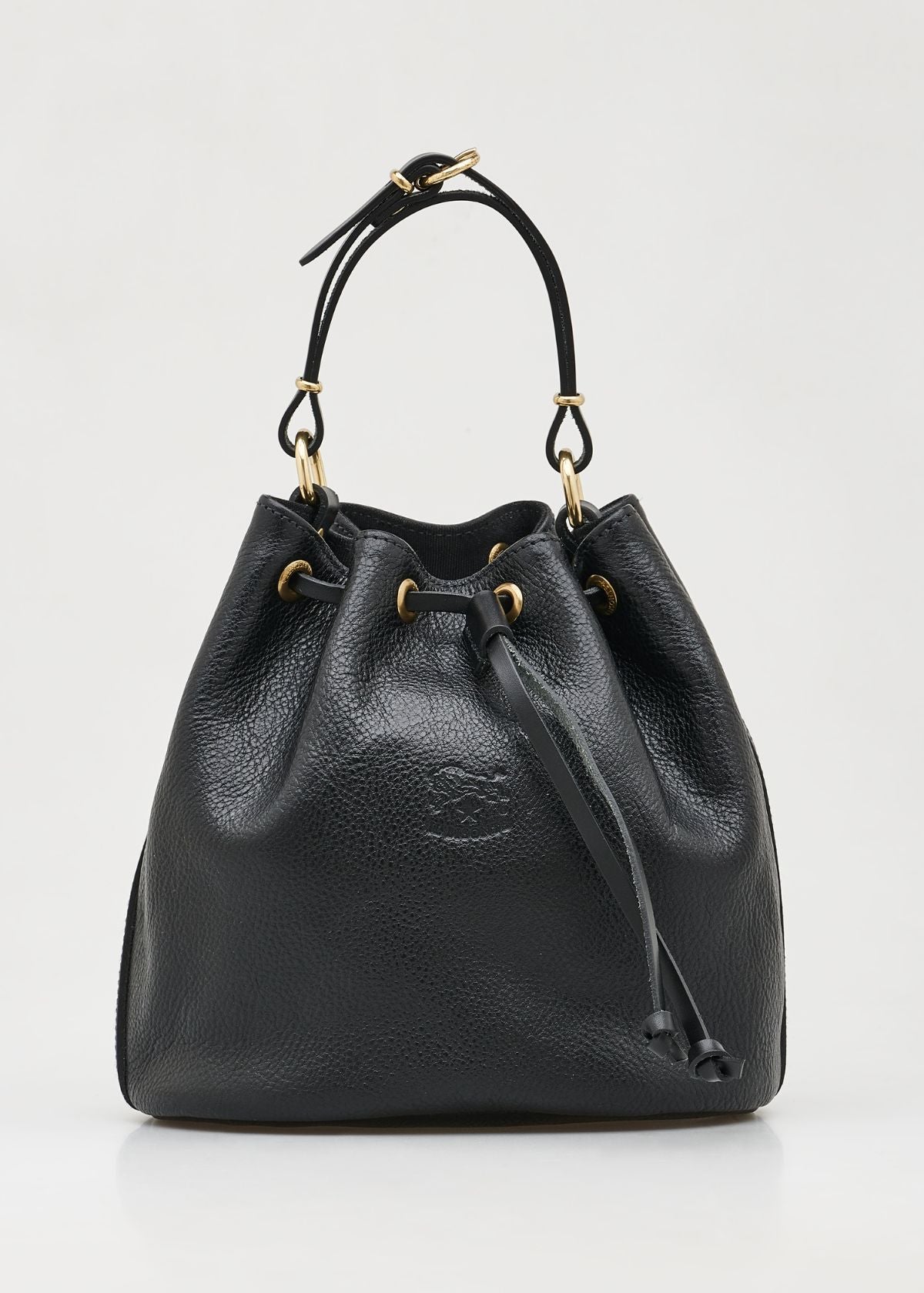 IL BISONTE Classic Leather Bucket Handbag - Black