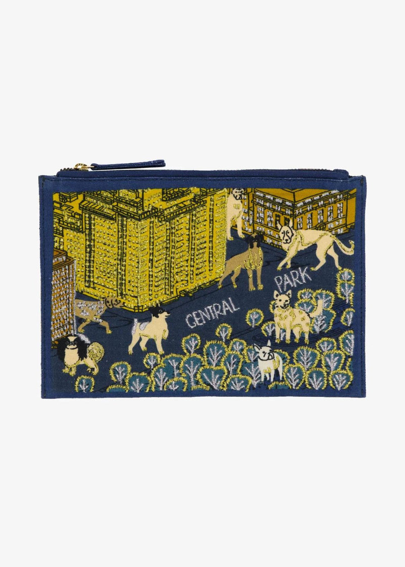 INOUI EDITIONS Central Park Embroidered Pouch - Navy