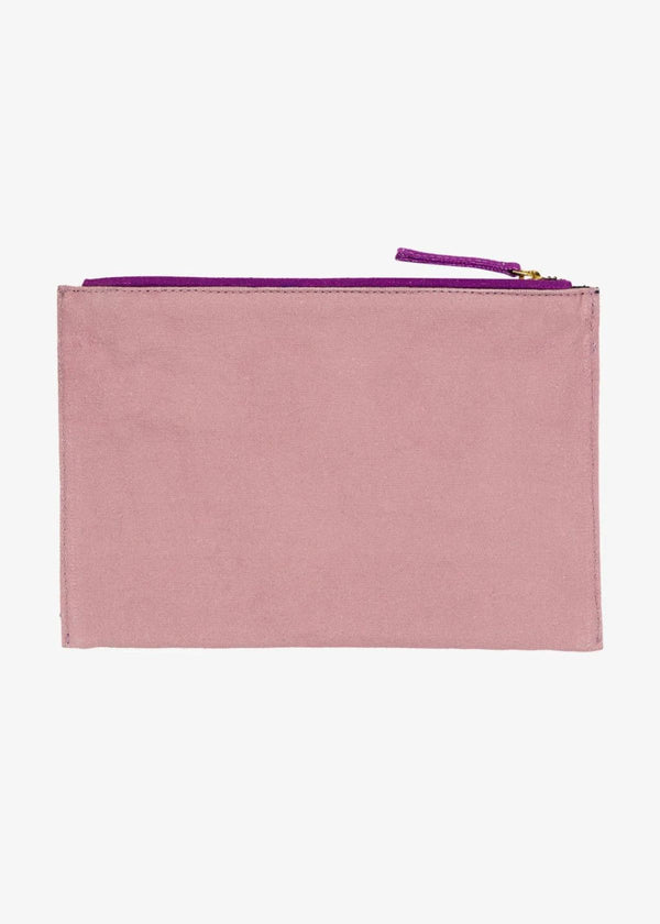 INOUI EDITIONS Folk Embroidered Pouch - Pink