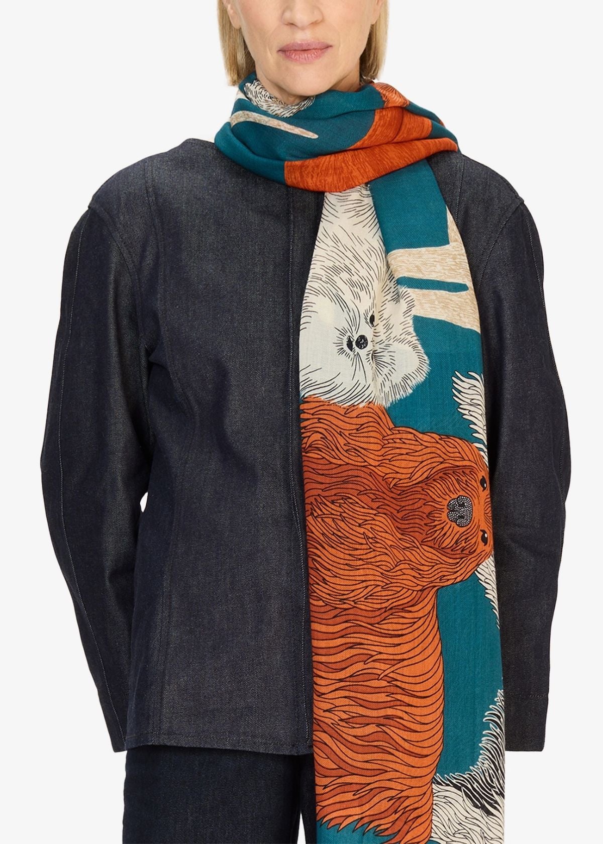 INOUI EDITIONS Toutou 100 Rectangle Scarf - Duck Blue