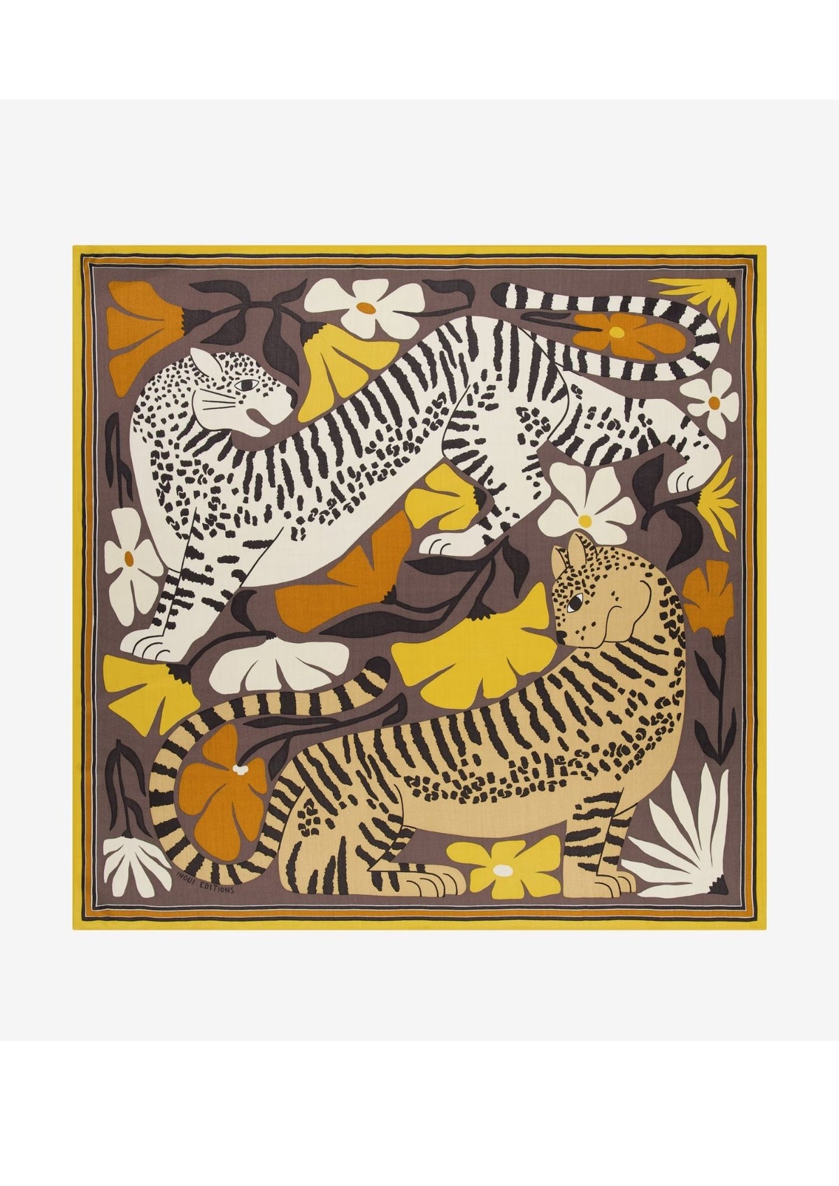 INOUI EDITIONS Panteo 100 Square Scarf - Golden Brown