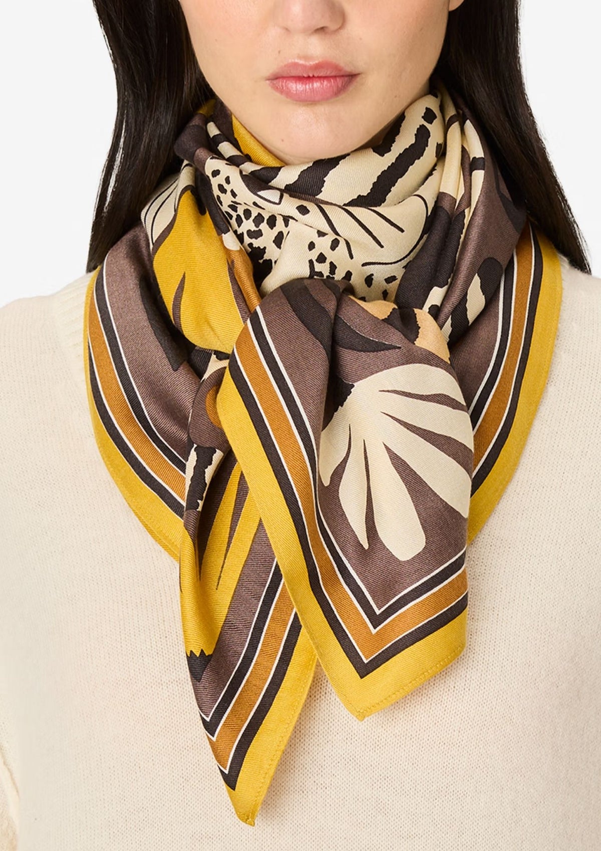 INOUI EDITIONS Panteo 100 Square Scarf - Golden Brown