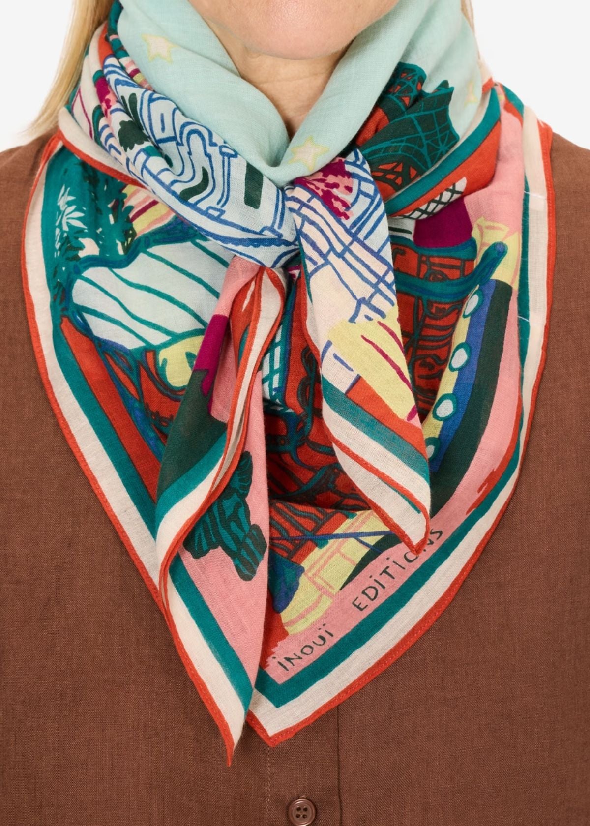 INOUI EDITIONS J'aime Paris 100 Square Scarf - Multicolor
