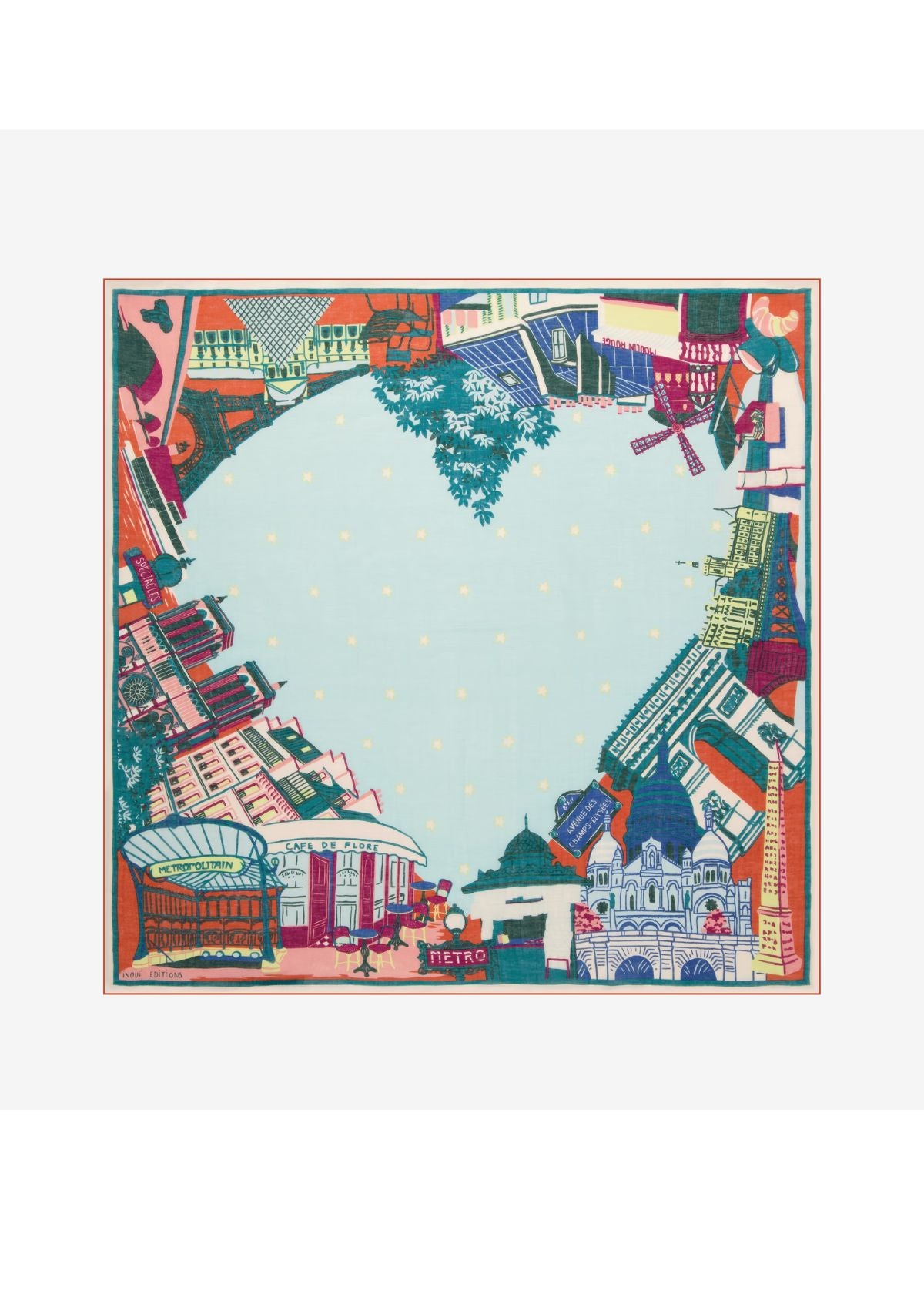 INOUI EDITIONS J'aime Paris 100 Square Scarf - Multicolor