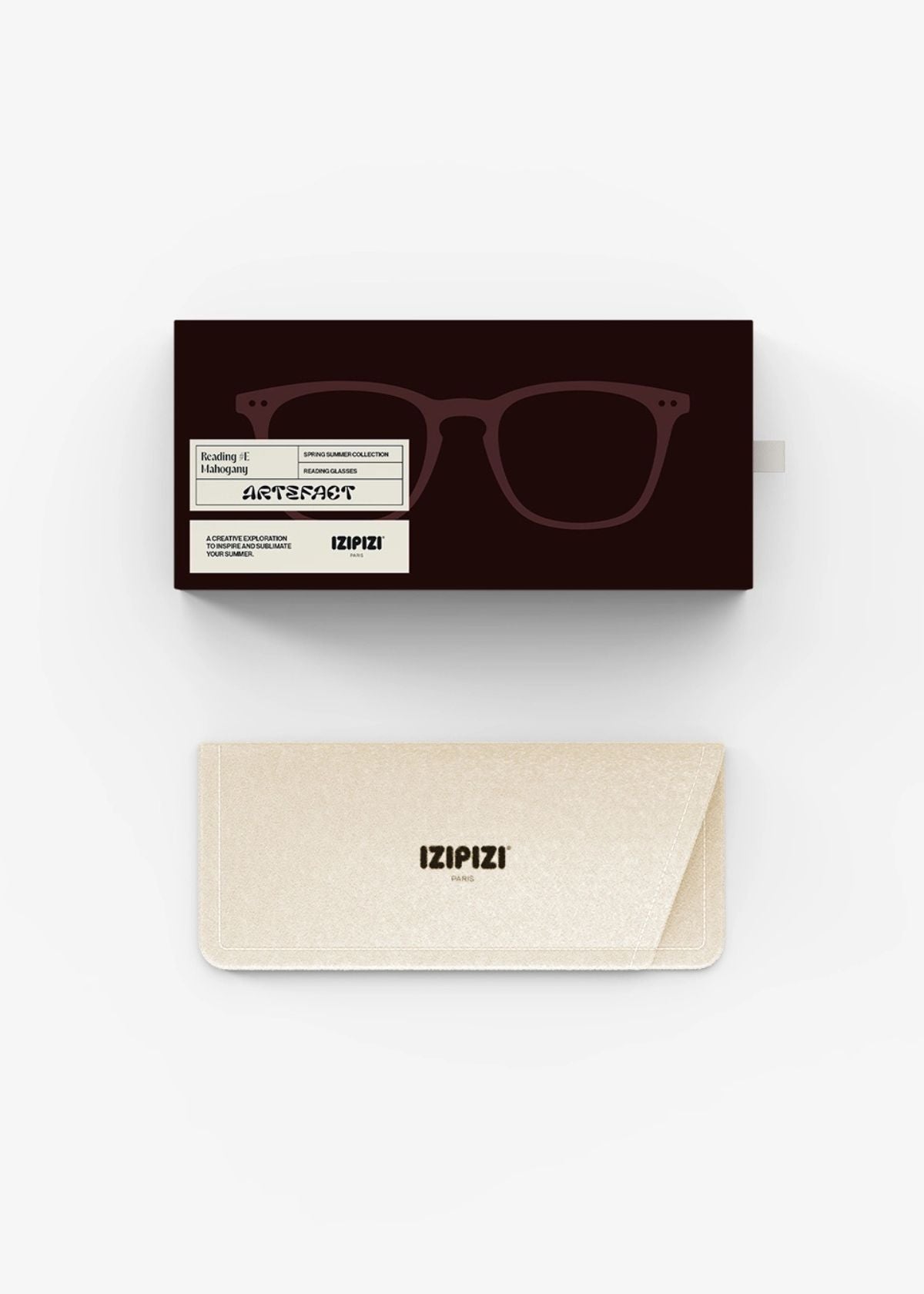 IZIPIZI Trapezium Shaped Reading Glasses #E in Mahogany