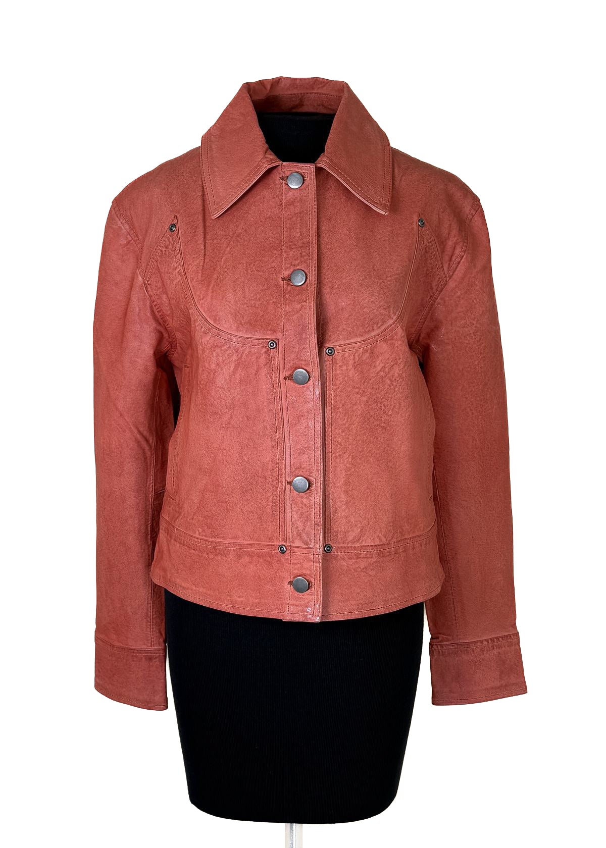 JAKETT Loretta Wrinkled Leather Jacket - Apricot