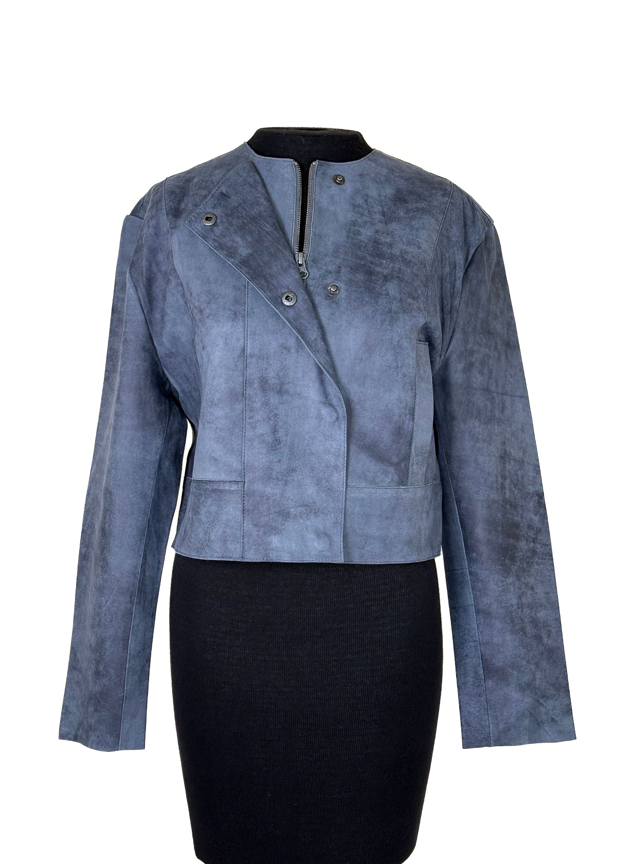JAKETT Mia Distressed Leather Jacket - Indigo