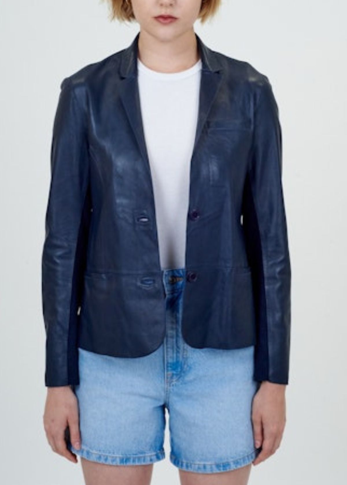 JAKETT Allison Burnished Leather Jacket - Indigo