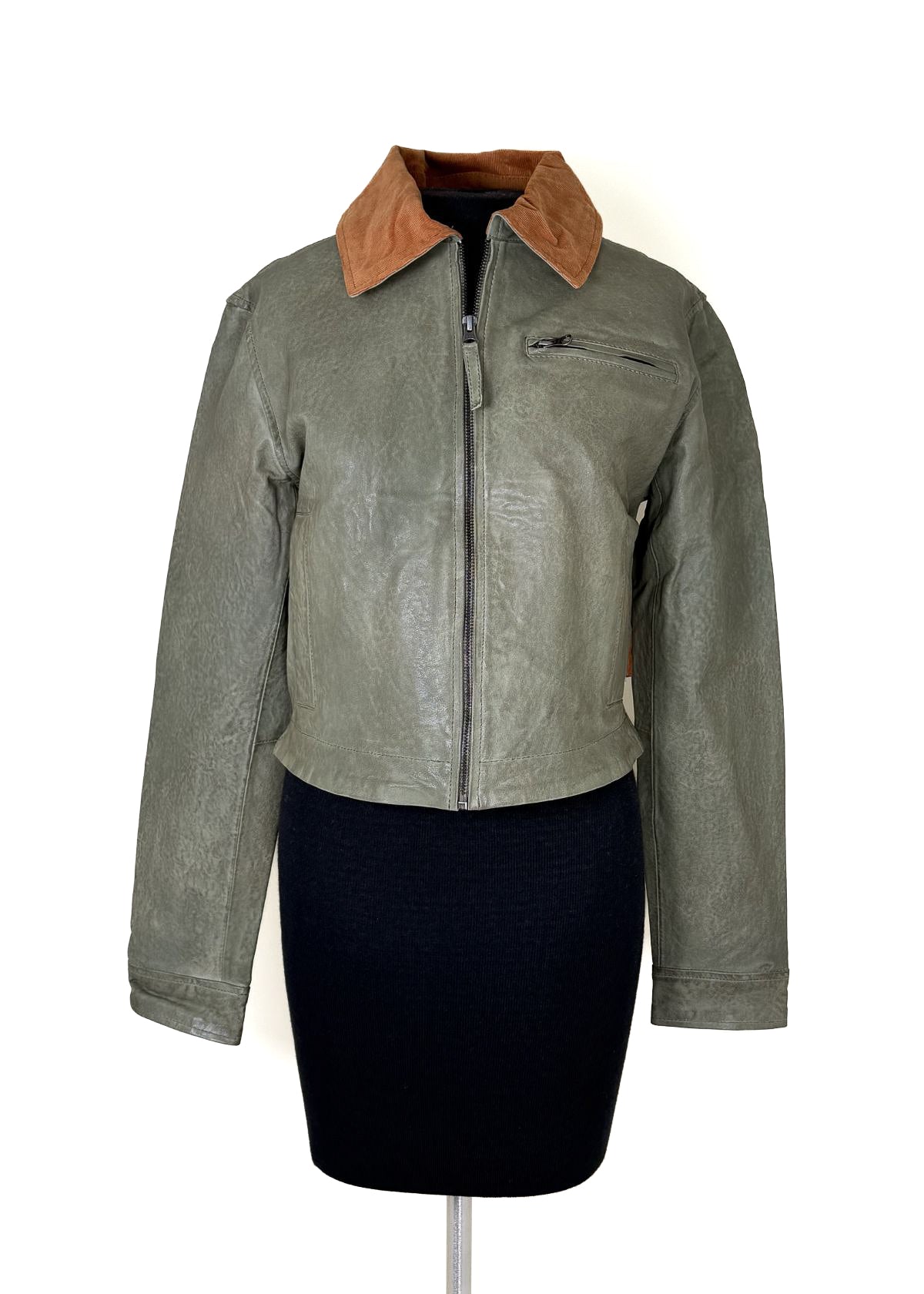 JAKETT Moira Vegetable Dye Wrinkled Leather Jacket - Juniper