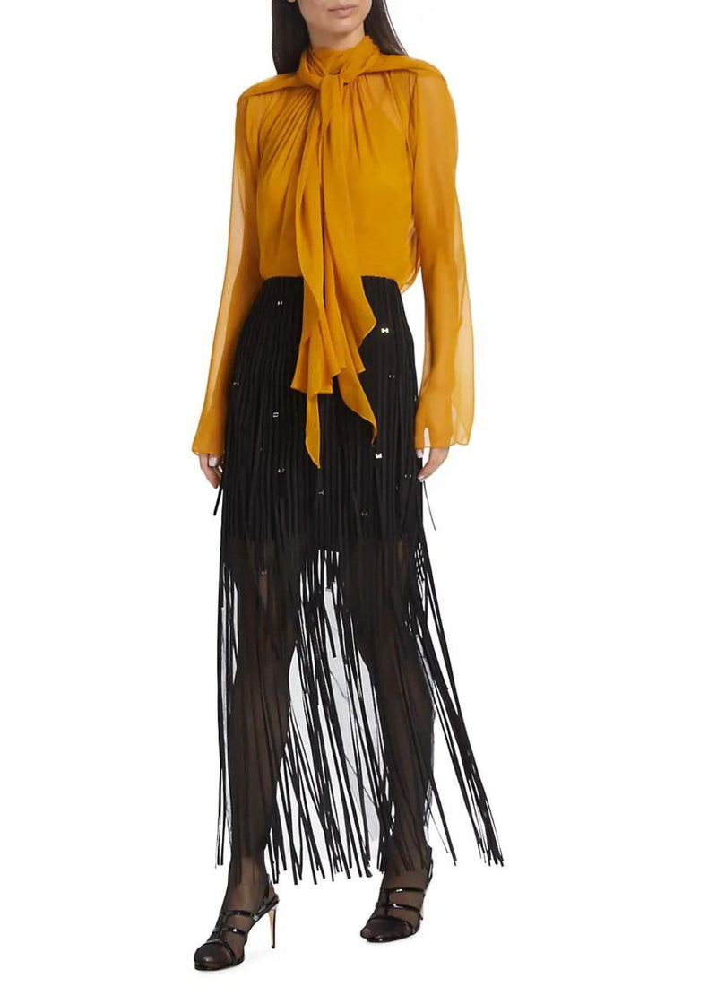 JASON WU COLLECTION Tie Neck Chiffon Top - Mustard