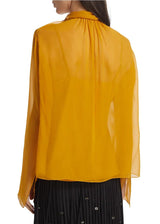 JASON WU COLLECTION Tie Neck Chiffon Top - Mustard