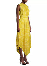 JASON WU Printed Silk Asymmetric Midi Dress - Sun Yellow Multi