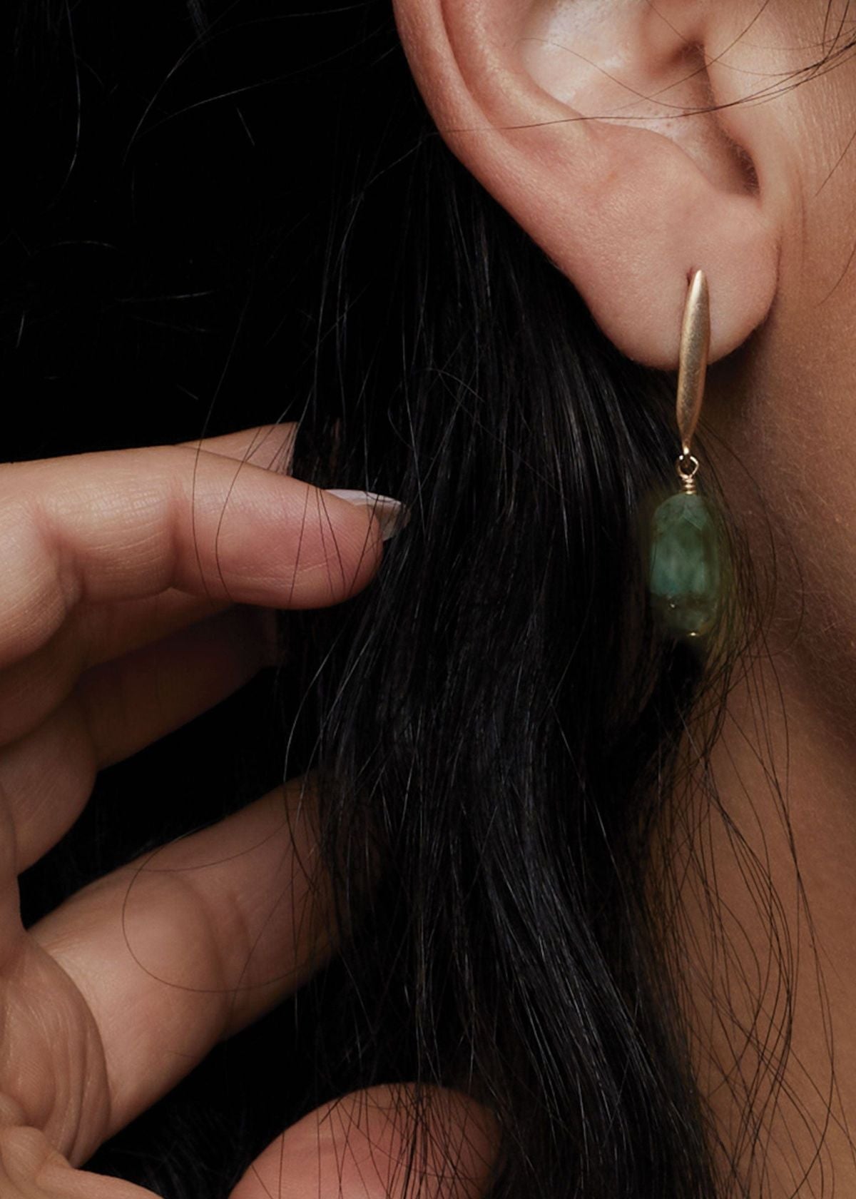 JULIE COHN Grain Bronze Emerald Earring