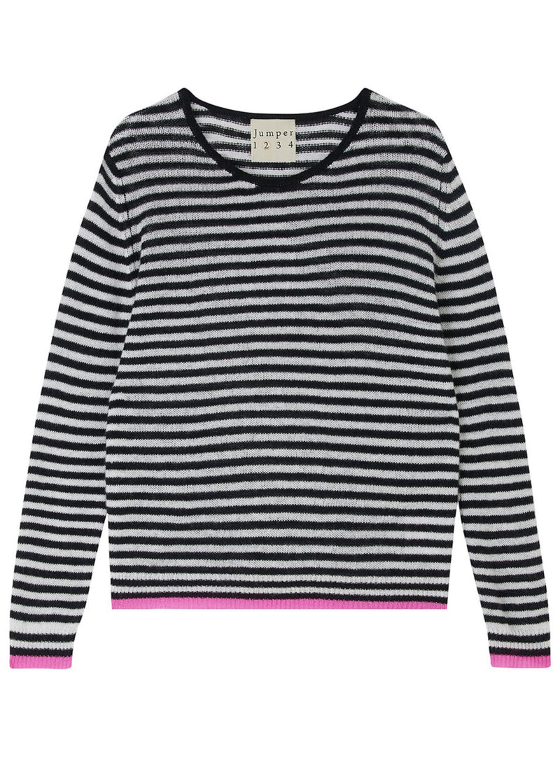 JUMPER 1234 Little Stripe Sweater - Black, Marble, and Peony