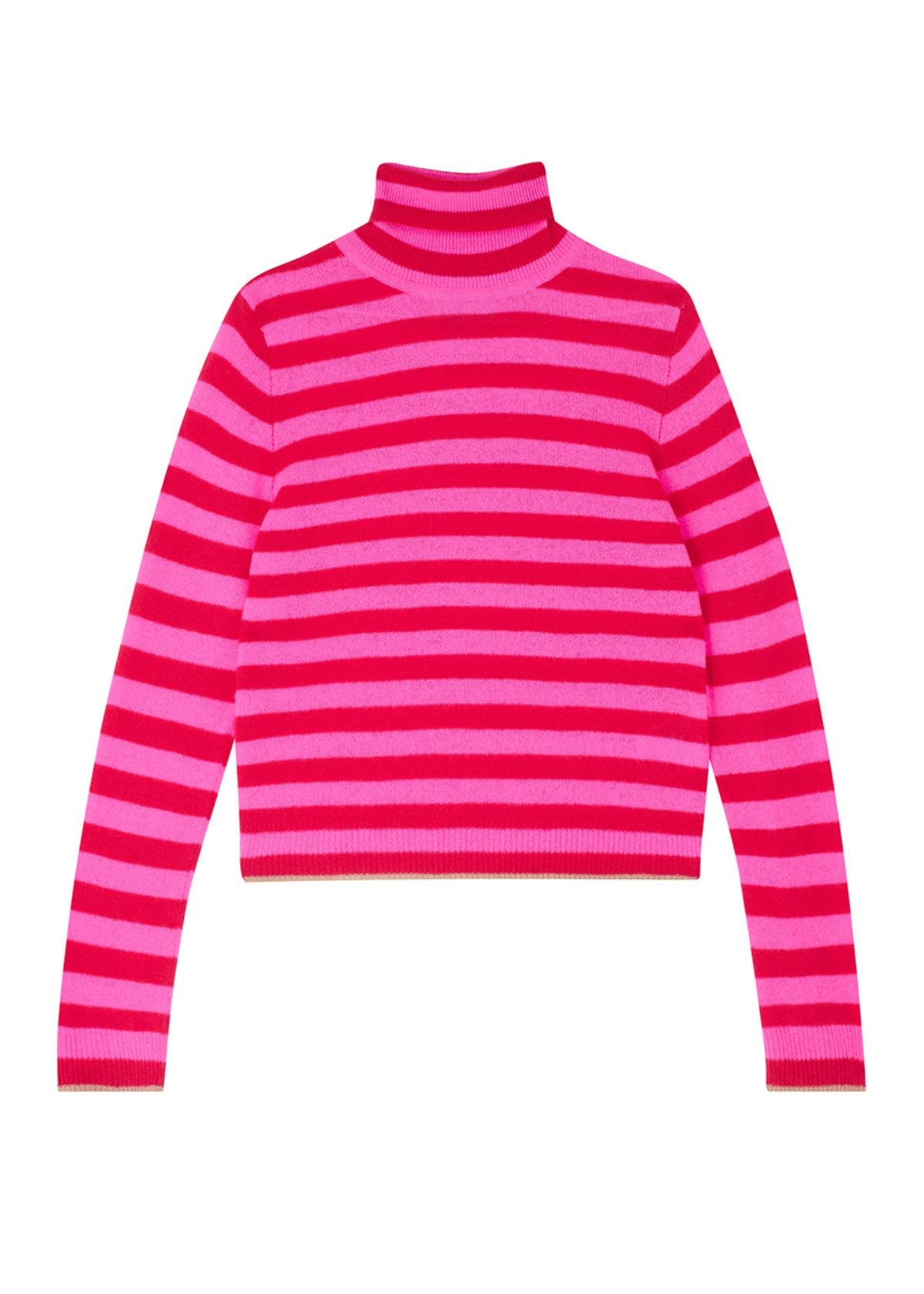 JUMPER 1234 Little Stripe Roll Neck Sweater - Pink, Cherry, Camel