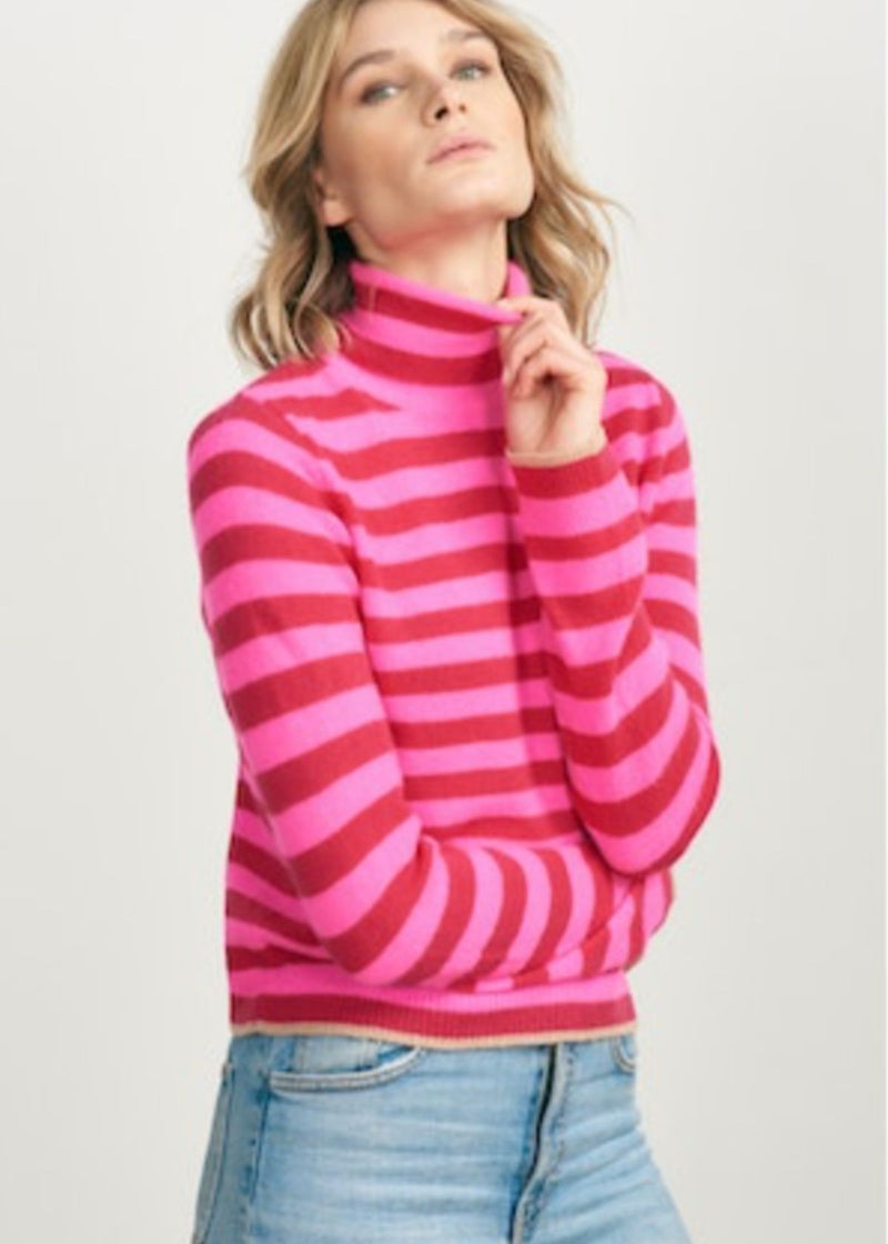 JUMPER 1234 Little Stripe Roll Neck Sweater - Pink, Cherry, Camel