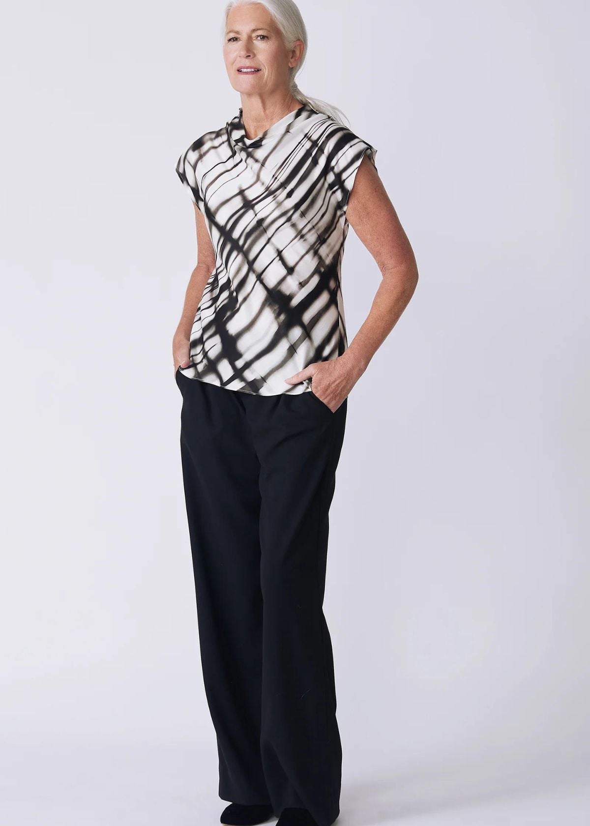 KAL RIEMAN Gloria Drape Top - Watercolor Print