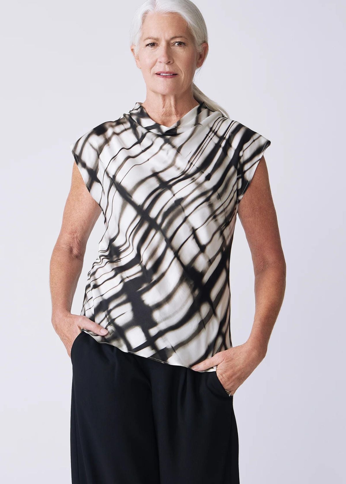 KAL RIEMAN Gloria Drape Top - Watercolor Print