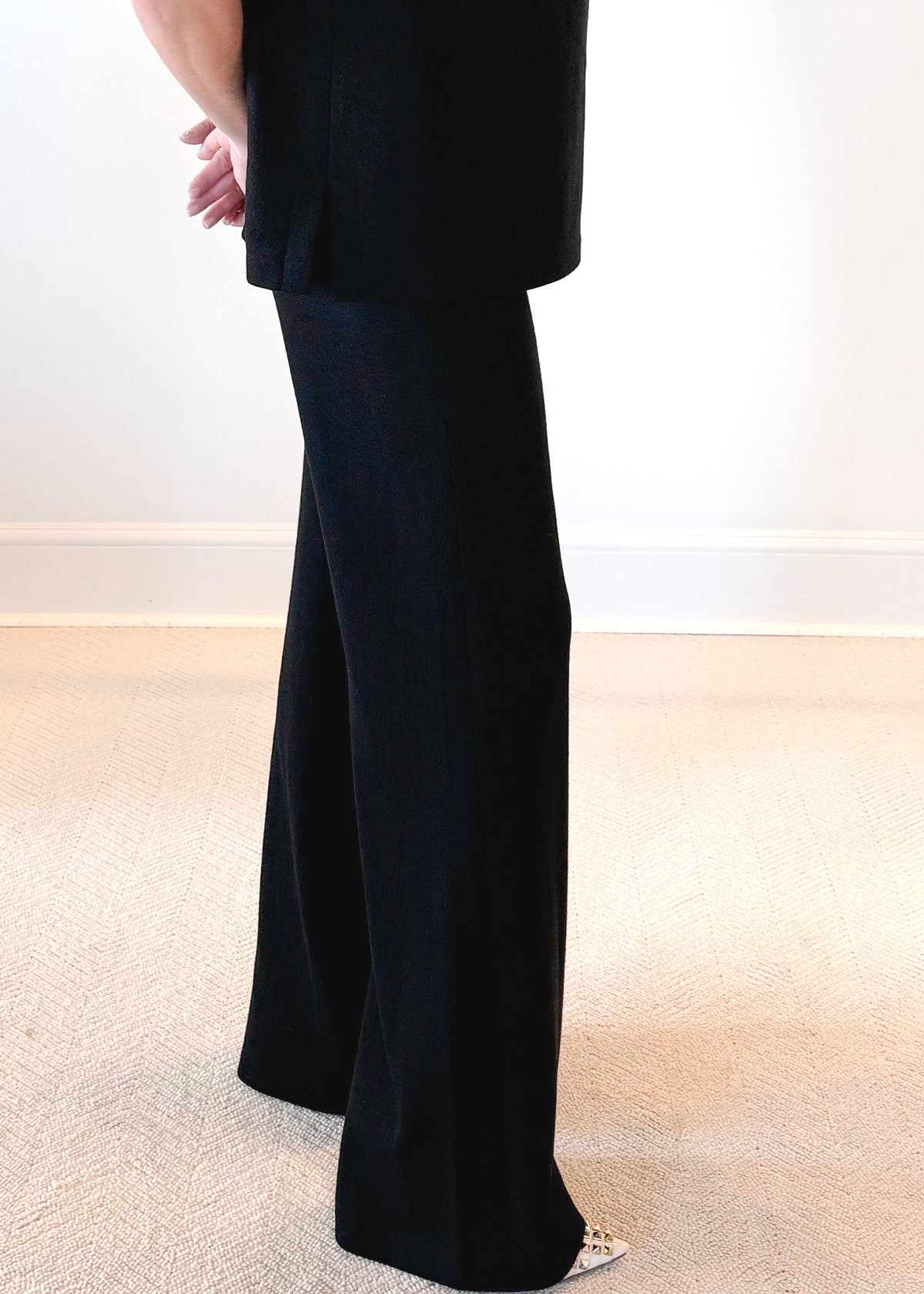 KAL RIEMAN Felted Jersey Wide Leg Pant - Black