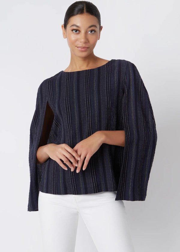 KAL RIEMAN Jolene Cape Top - Navy Stripe