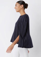 KAL RIEMAN Jolene Cape Top - Navy Stripe