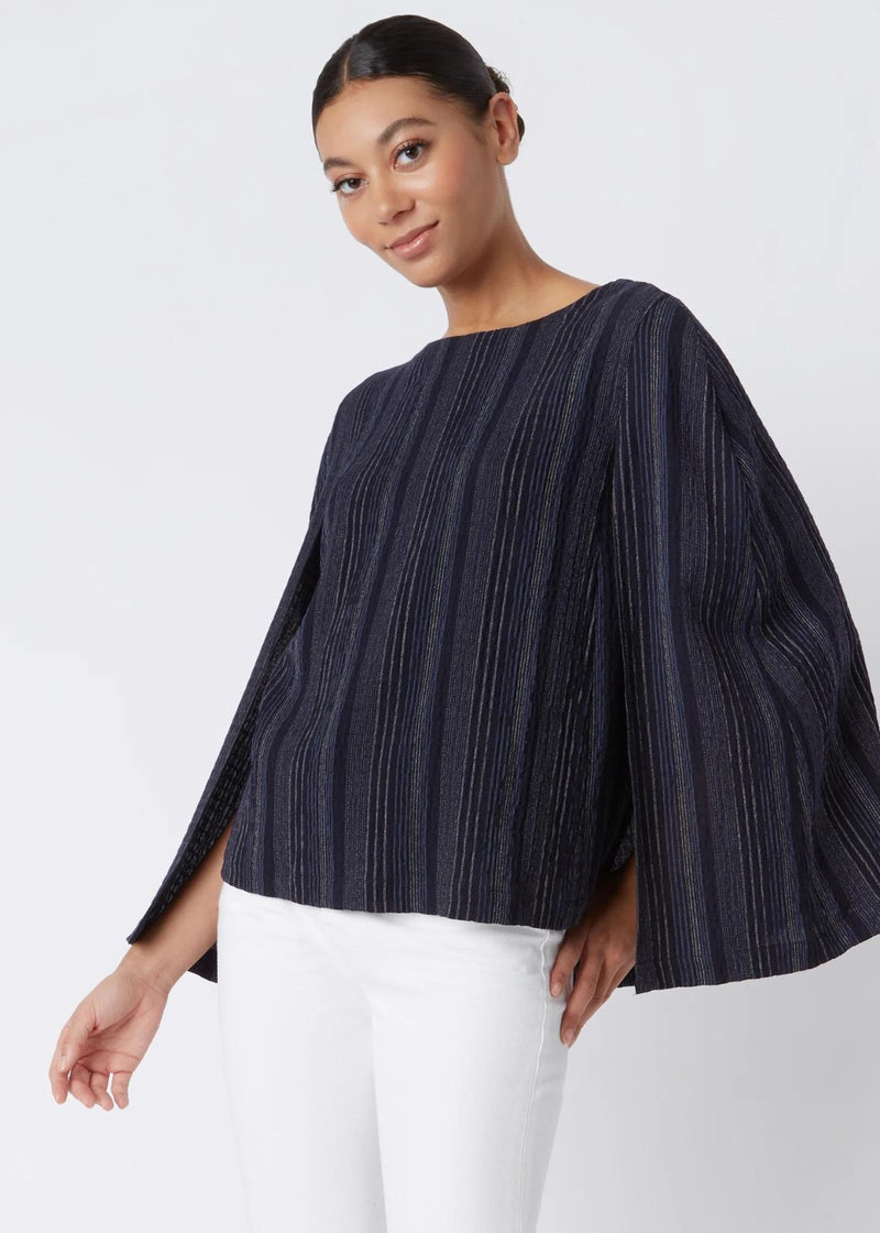 KAL RIEMAN Jolene Cape Top - Navy Stripe