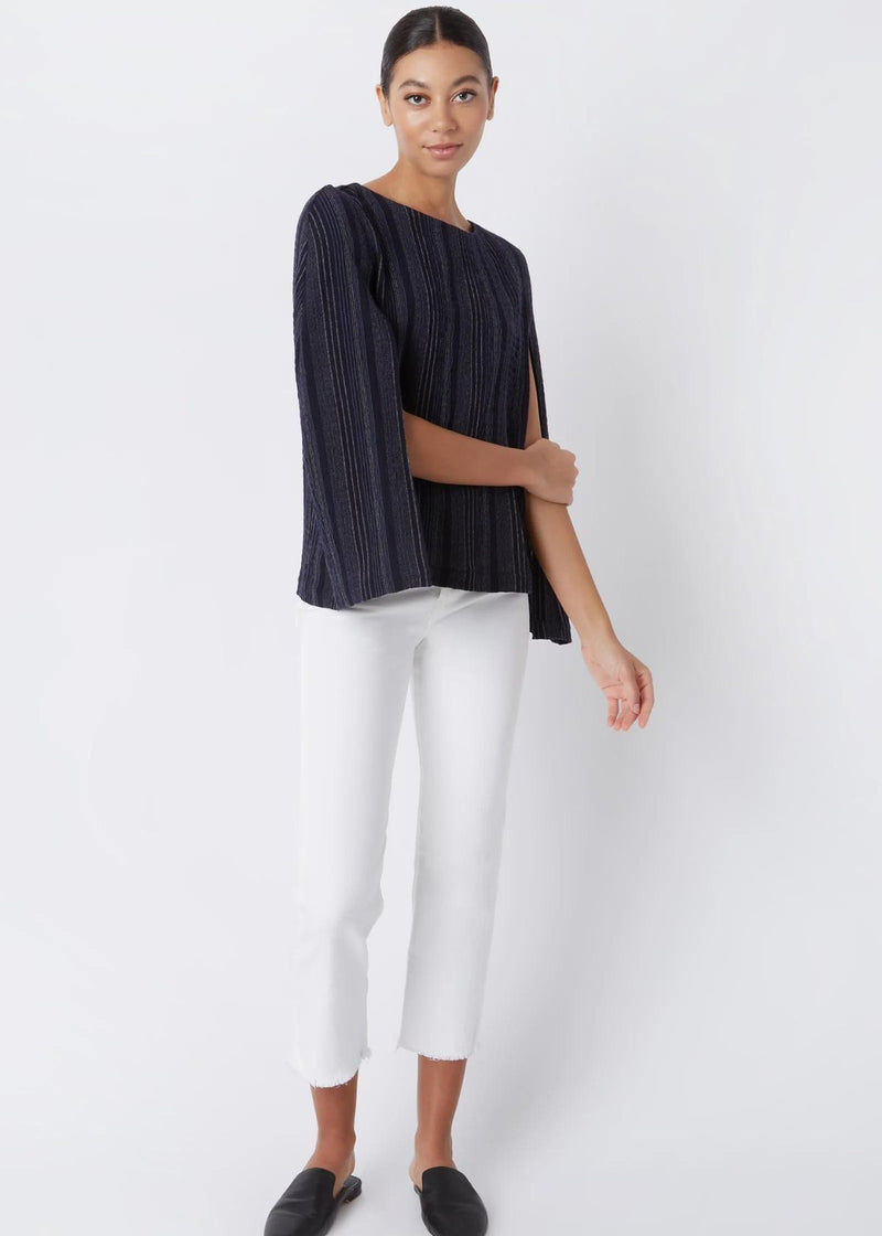 KAL RIEMAN Jolene Cape Top - Navy Stripe